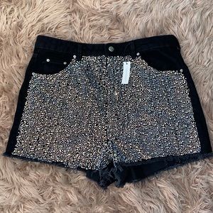 Topshop Moto Bedazzled Mom Short